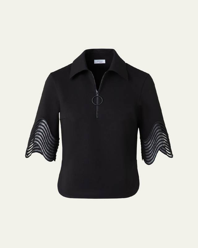 Waved Lace Borders Polo Jersey Shirt